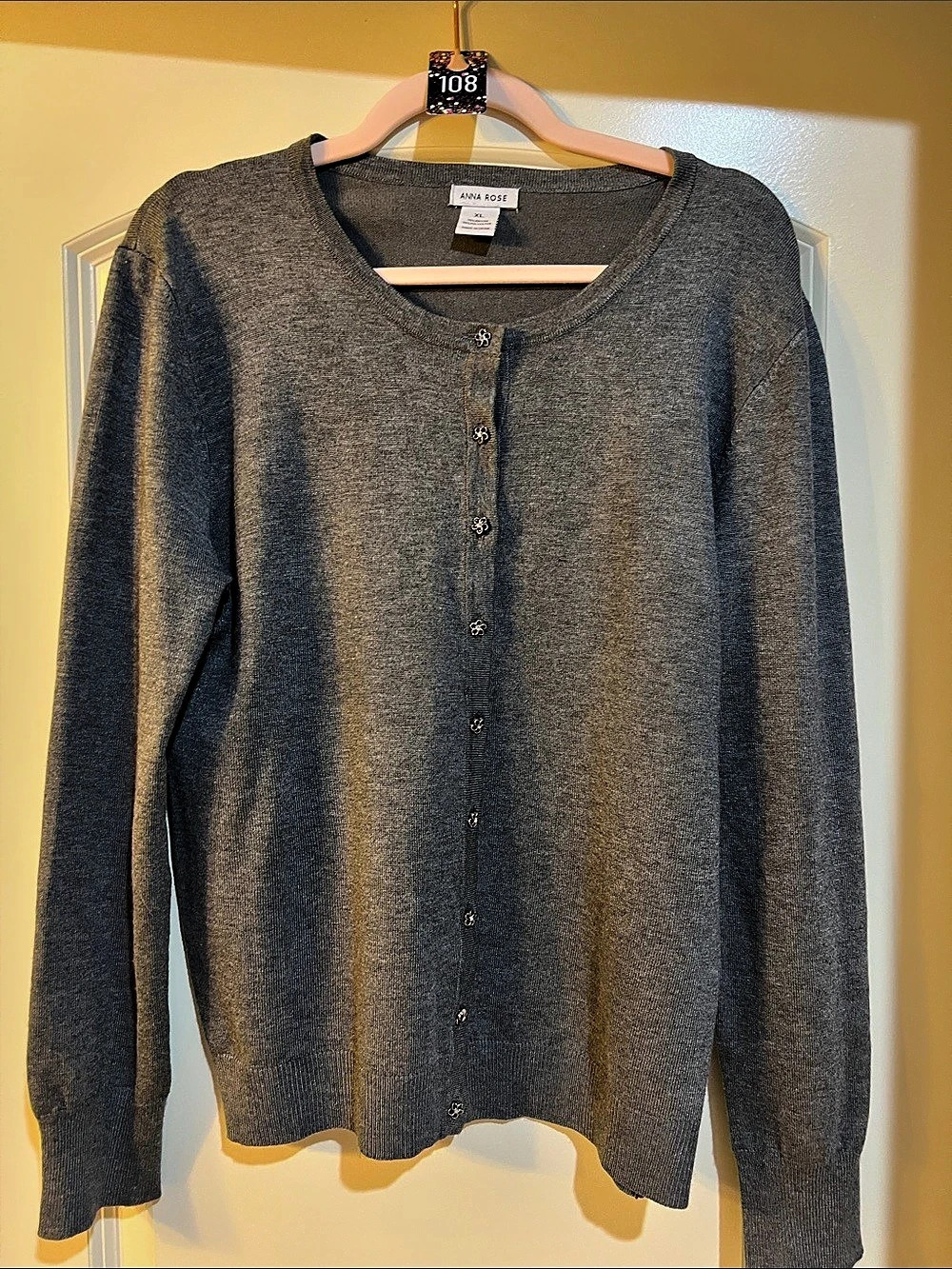 Anna Rose Gray Cardigan Size XL H108